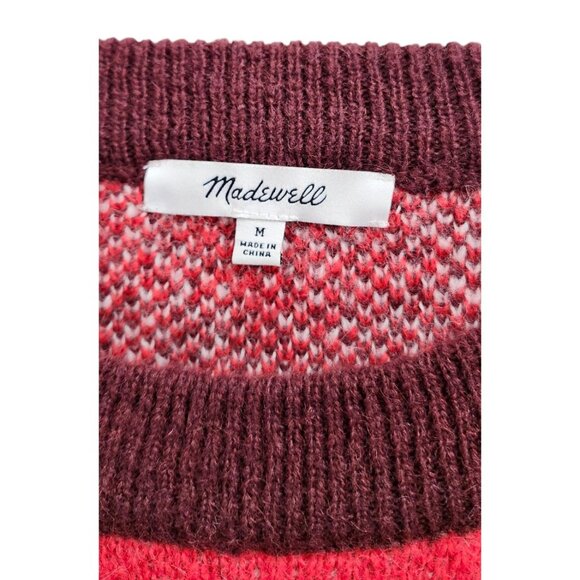 Madewell Fenimore Red Plaid Pullover Sweater Alpaca Wool Blend size medium - Picture 8 of 9